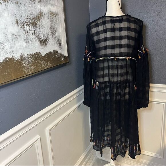 Zara Artsy Embroidered Button Front Kimono Duster - Picture 10 of 16